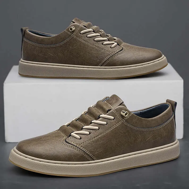 Men's Leather Trainers with Innovative Lacing