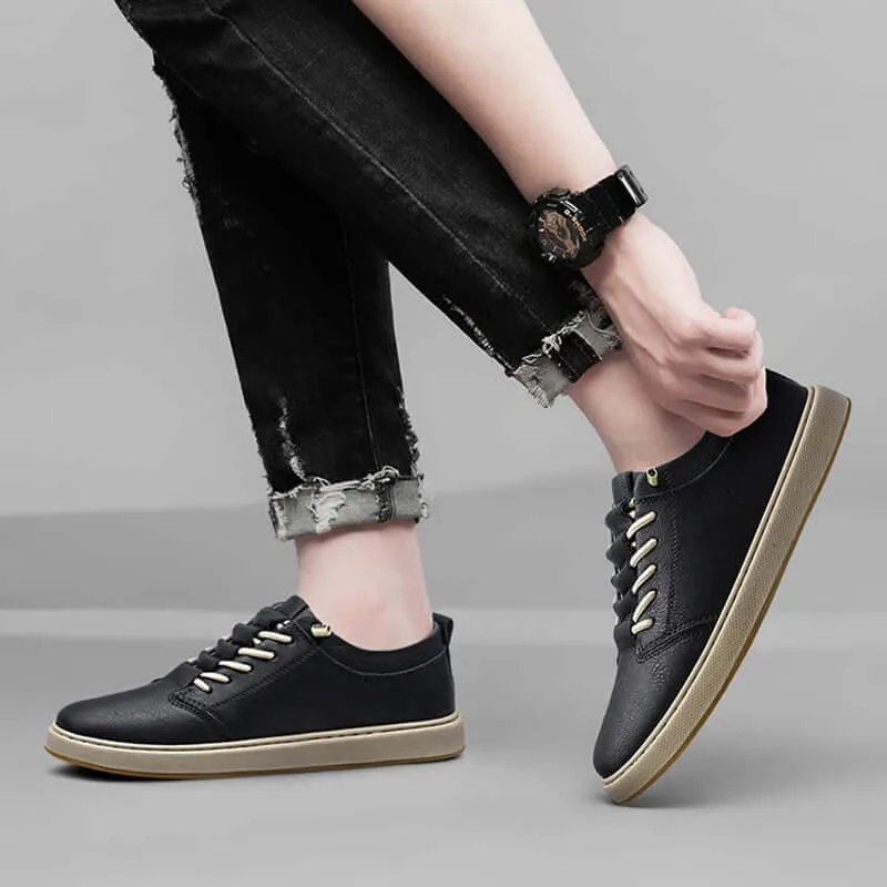 Men's Leather Trainers with Innovative Lacing