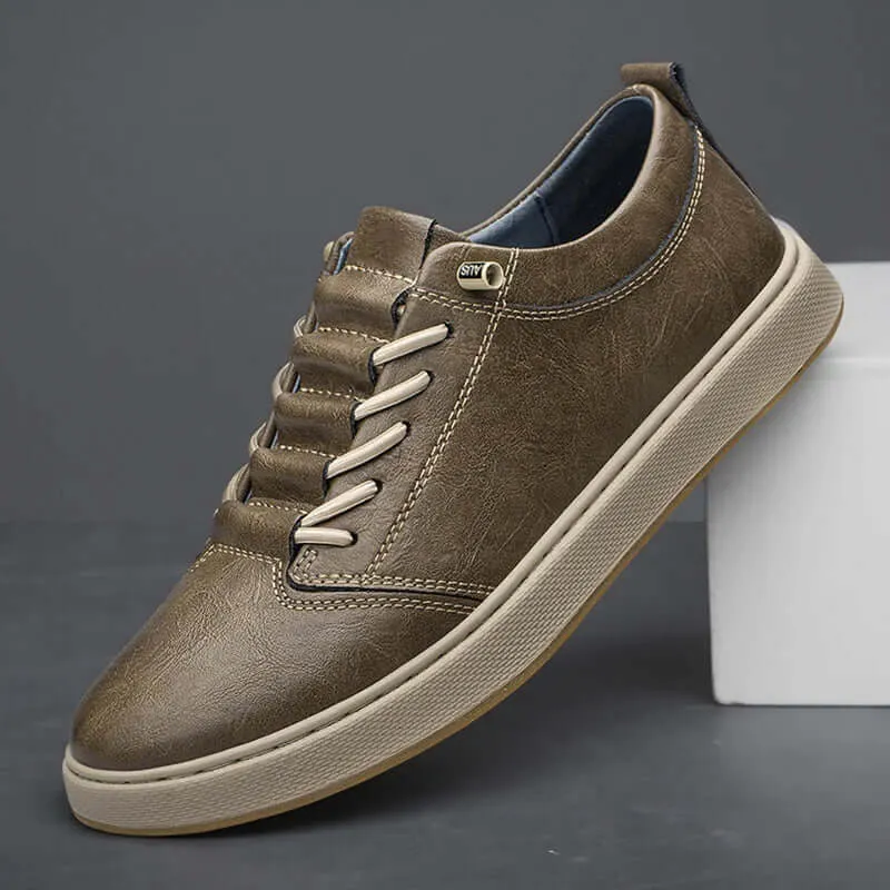 Men's Leather Trainers with Innovative Lacing