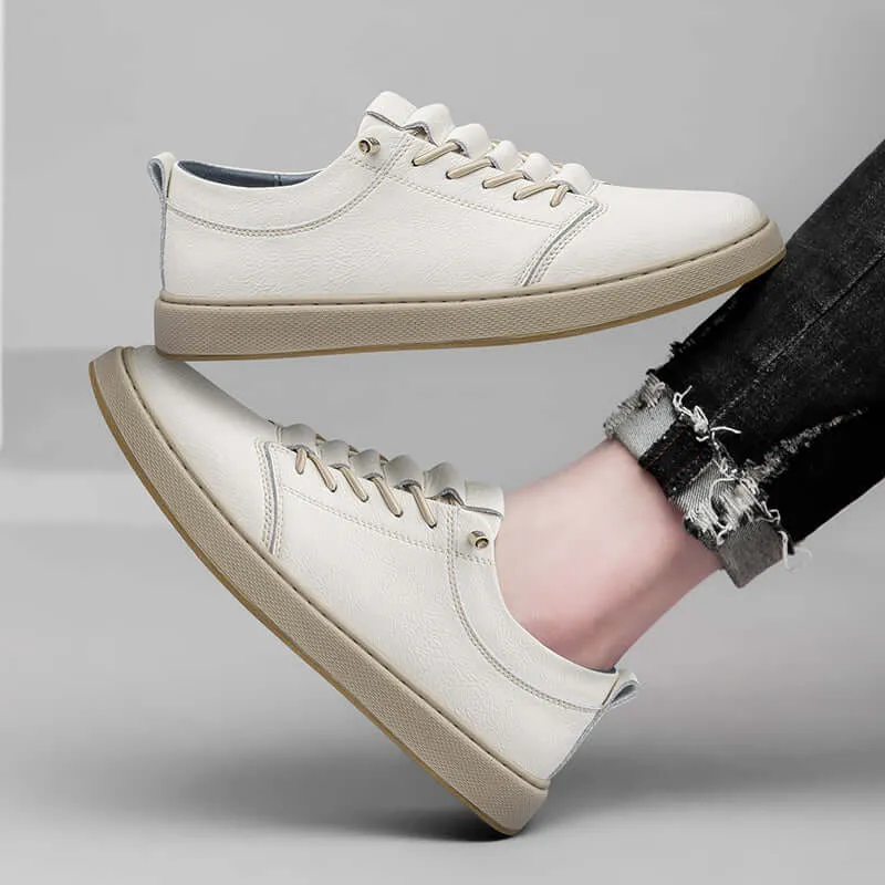 Men's Leather Trainers with Innovative Lacing