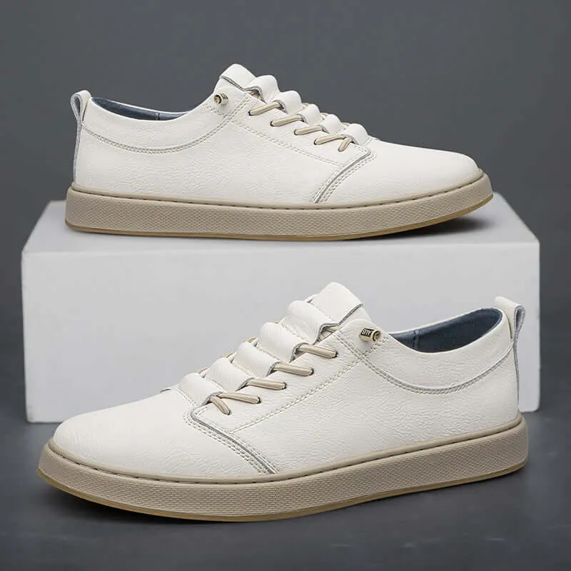 Men's Leather Trainers with Innovative Lacing