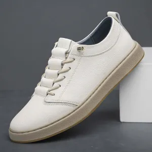 Men's Leather Trainers with Innovative Lacing