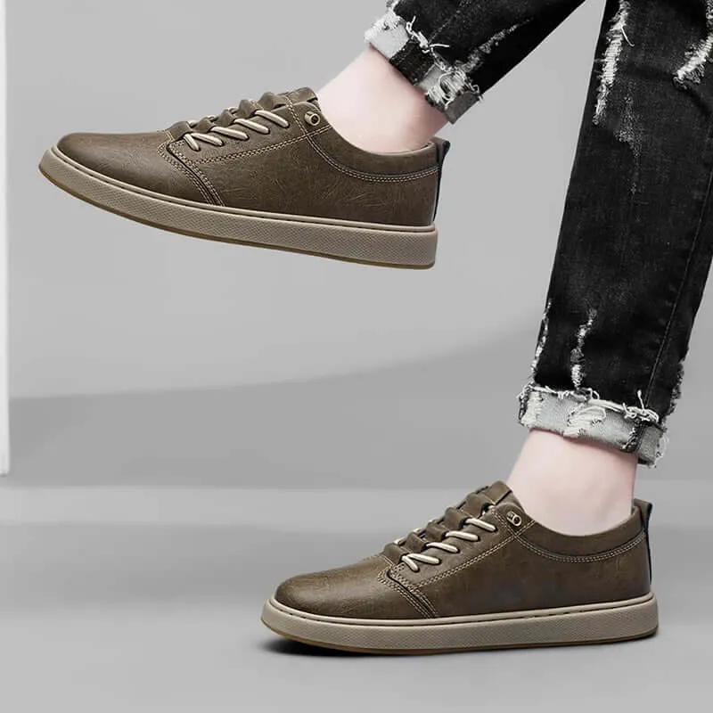 Men's Leather Trainers with Innovative Lacing
