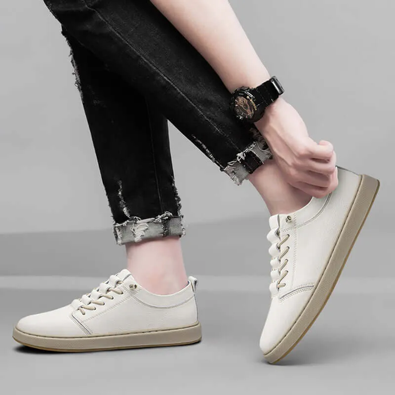 Men's Leather Trainers with Innovative Lacing