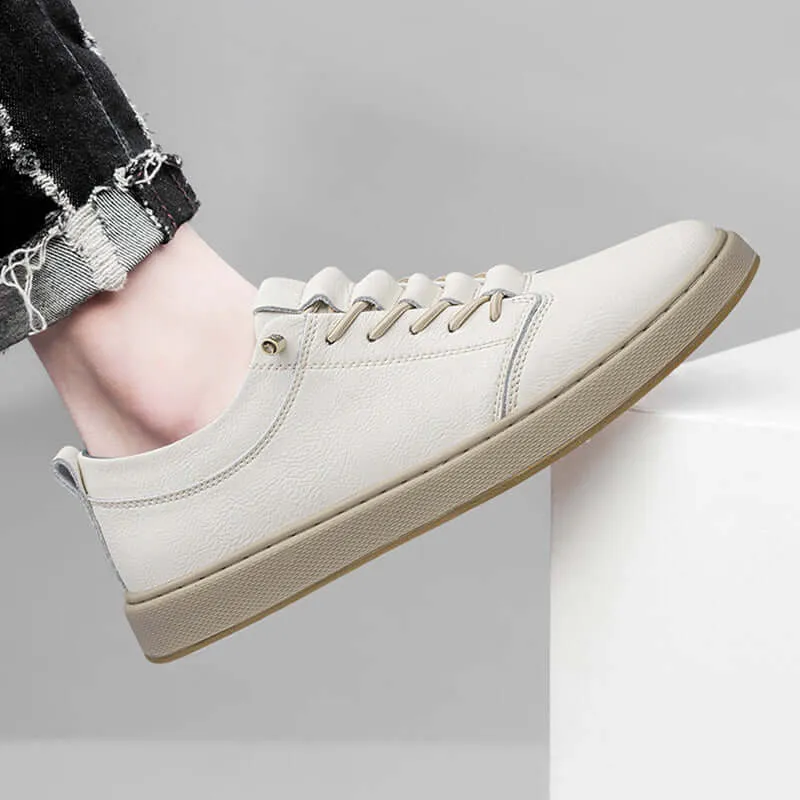 Men's Leather Trainers with Innovative Lacing