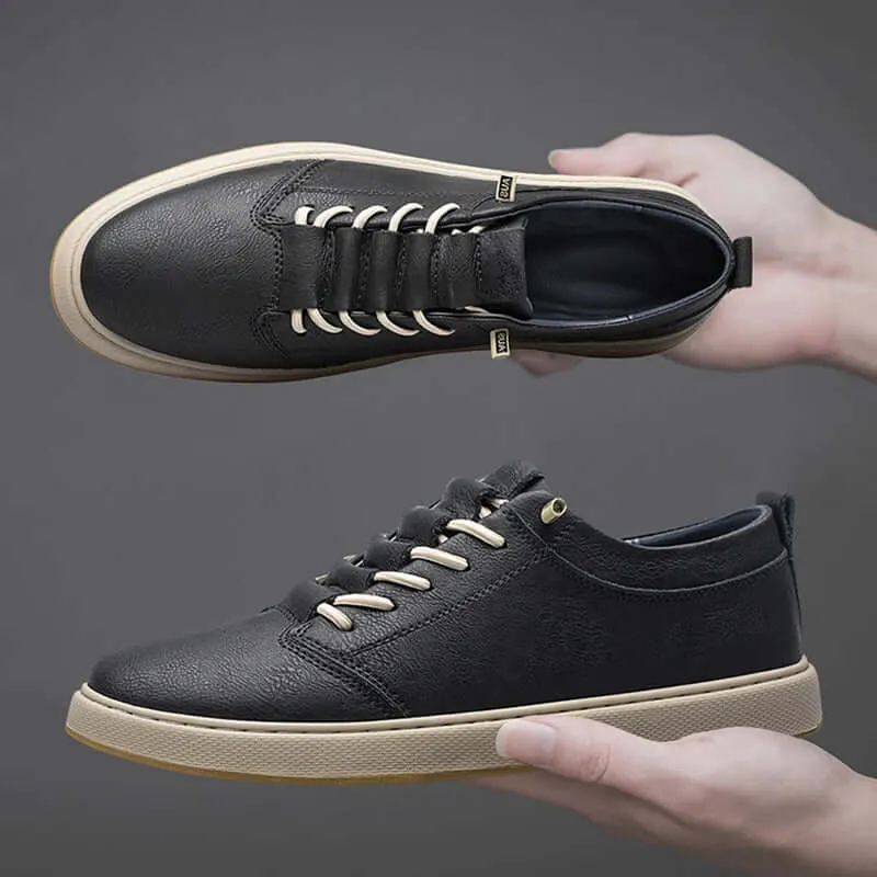 Men's Leather Trainers with Innovative Lacing