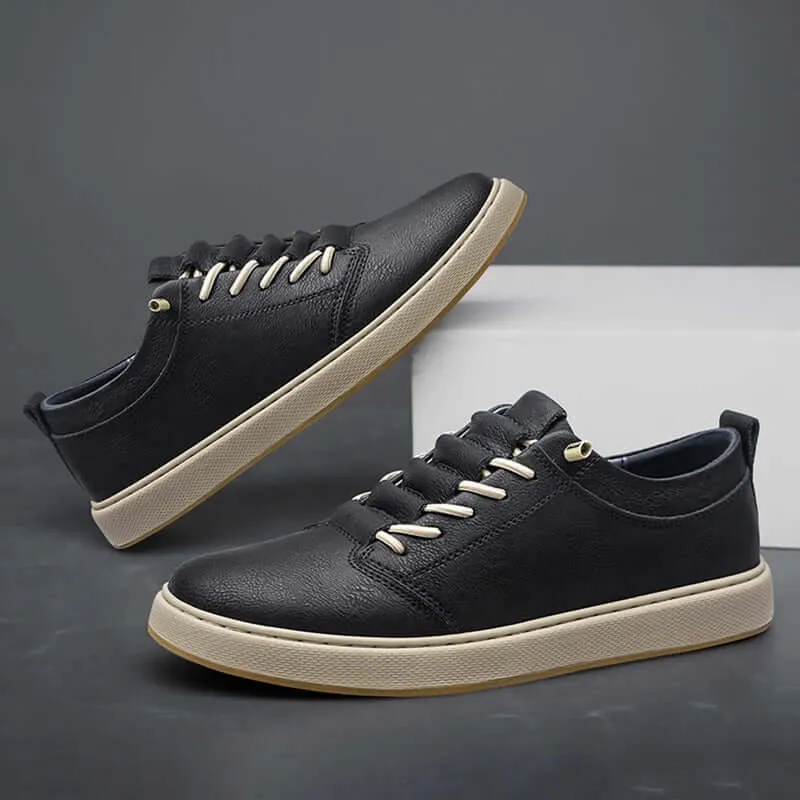 Men's Leather Trainers with Innovative Lacing