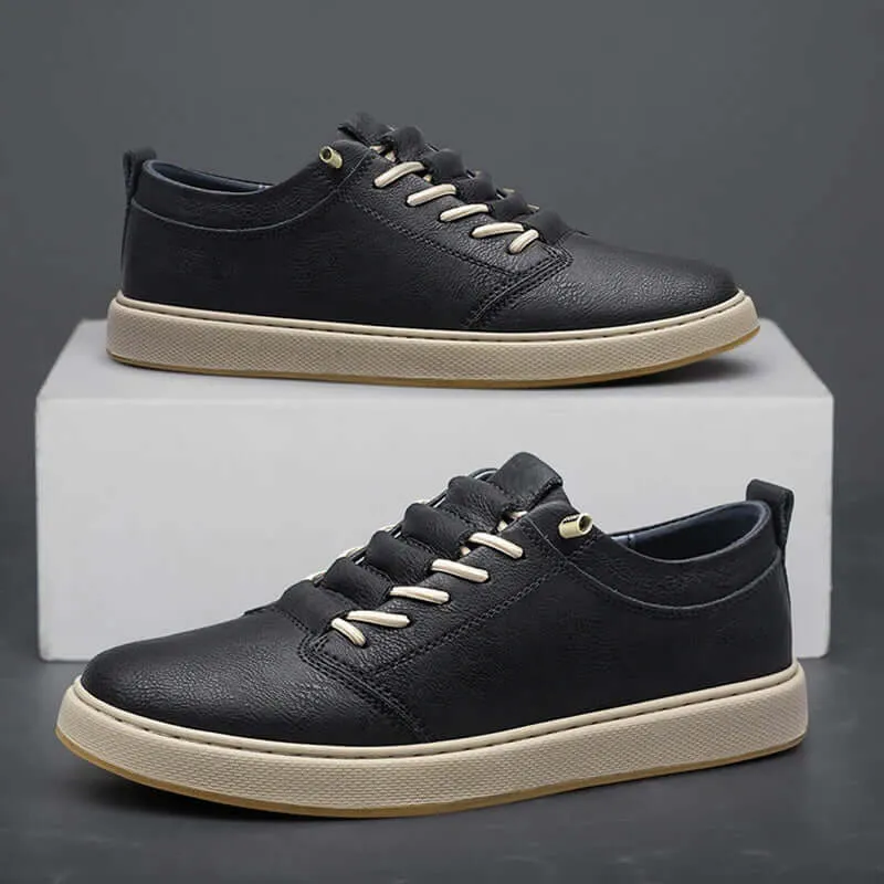 Men's Leather Trainers with Innovative Lacing