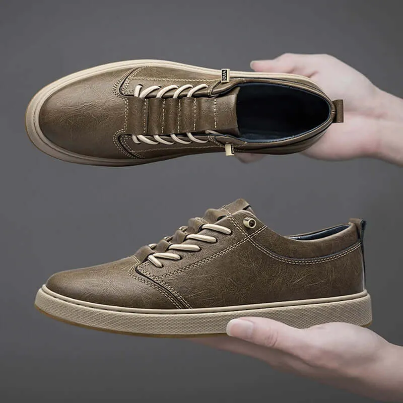 Men's Leather Trainers with Innovative Lacing