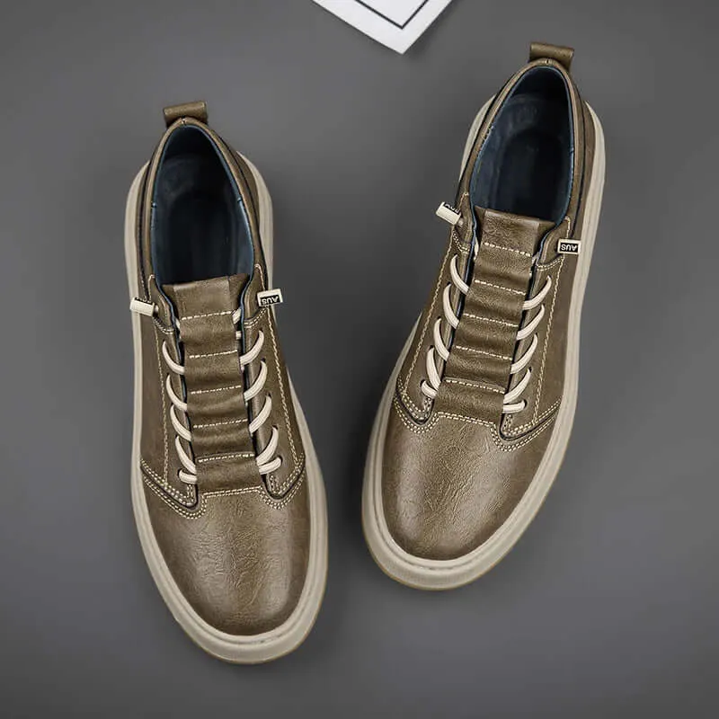 Men's Leather Trainers with Innovative Lacing
