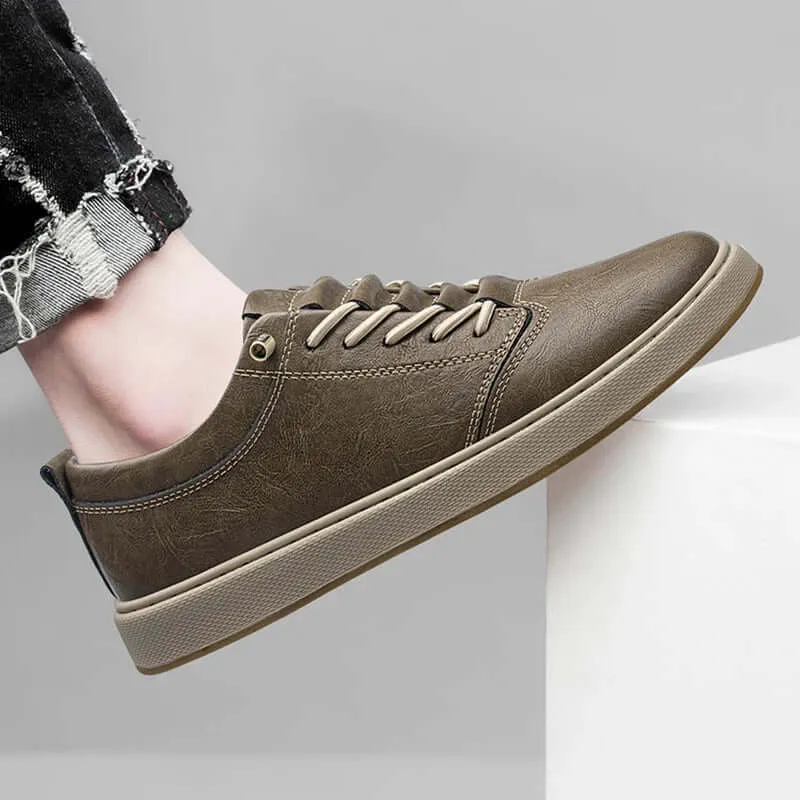 Men's Leather Trainers with Innovative Lacing