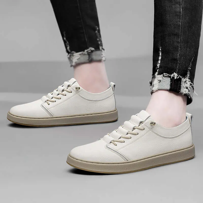 Men's Leather Trainers with Innovative Lacing