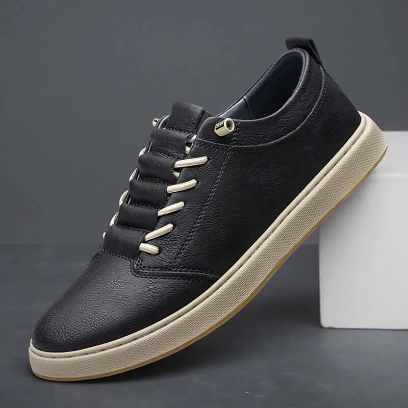 Men's Leather Trainers with Innovative Lacing