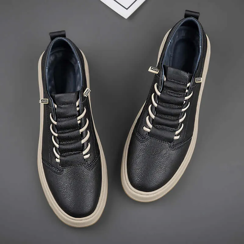 Men's Leather Trainers with Innovative Lacing