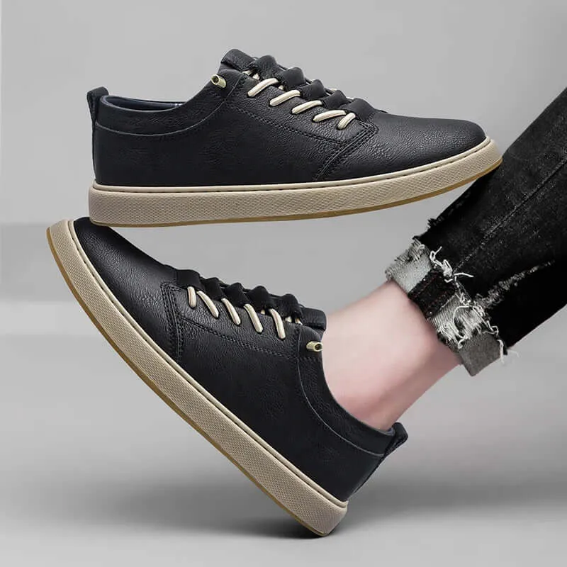 Men's Leather Trainers with Innovative Lacing