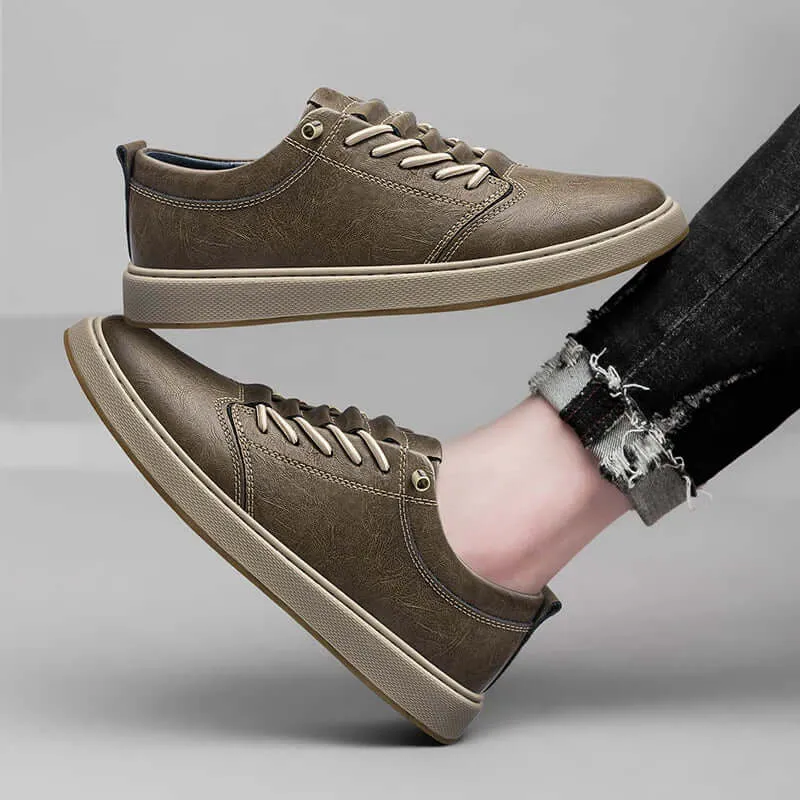Men's Leather Trainers with Innovative Lacing