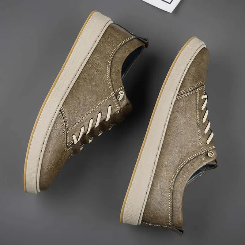 Men's Leather Trainers with Innovative Lacing