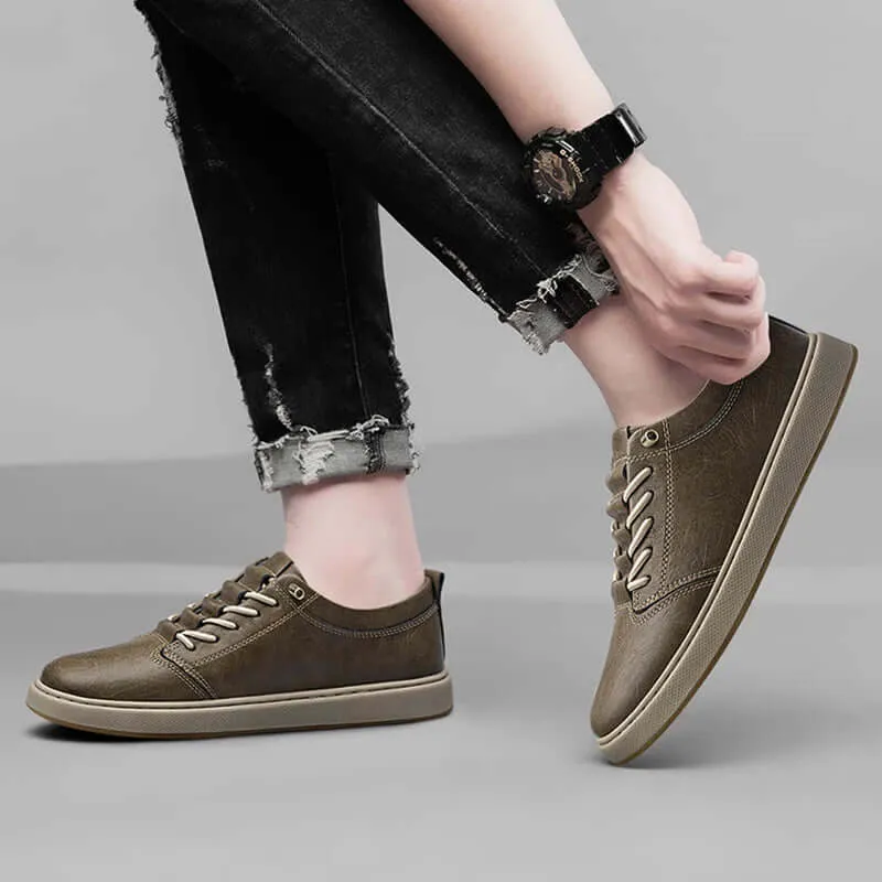 Men's Leather Trainers with Innovative Lacing