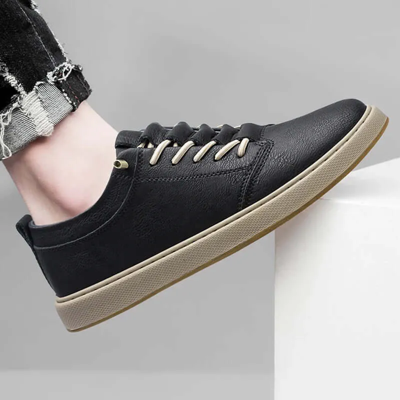 Men's Leather Trainers with Innovative Lacing