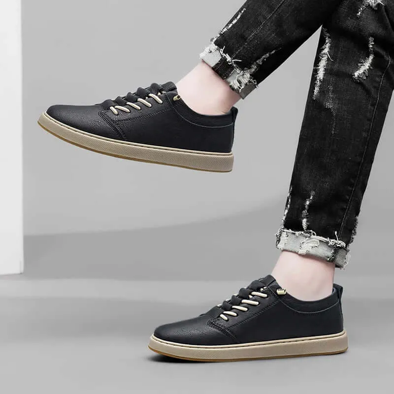 Men's Leather Trainers with Innovative Lacing