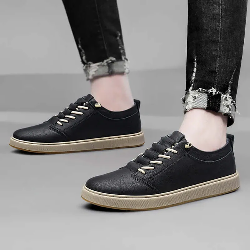 Men's Leather Trainers with Innovative Lacing