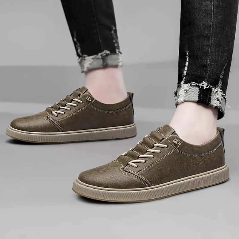 Men's Leather Trainers with Innovative Lacing