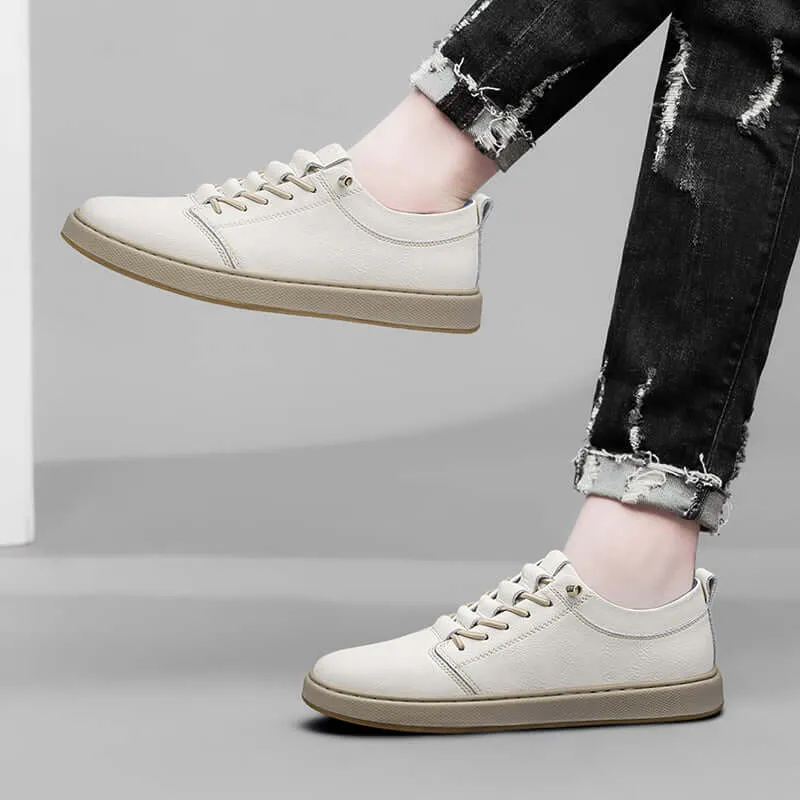 Men's Leather Trainers with Innovative Lacing