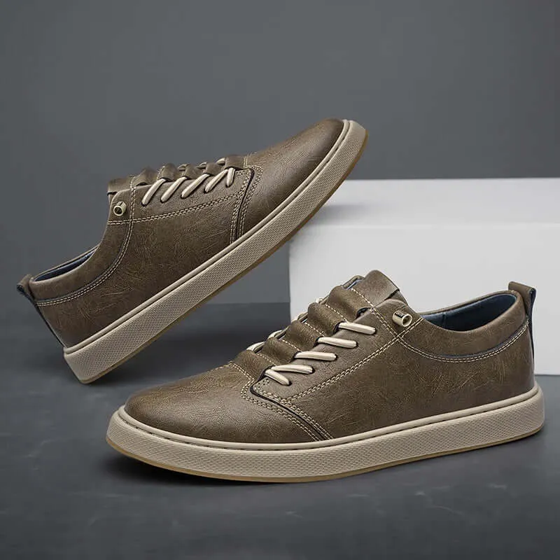 Men's Leather Trainers with Innovative Lacing