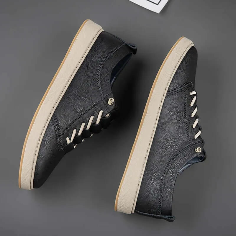 Men's Leather Trainers with Innovative Lacing