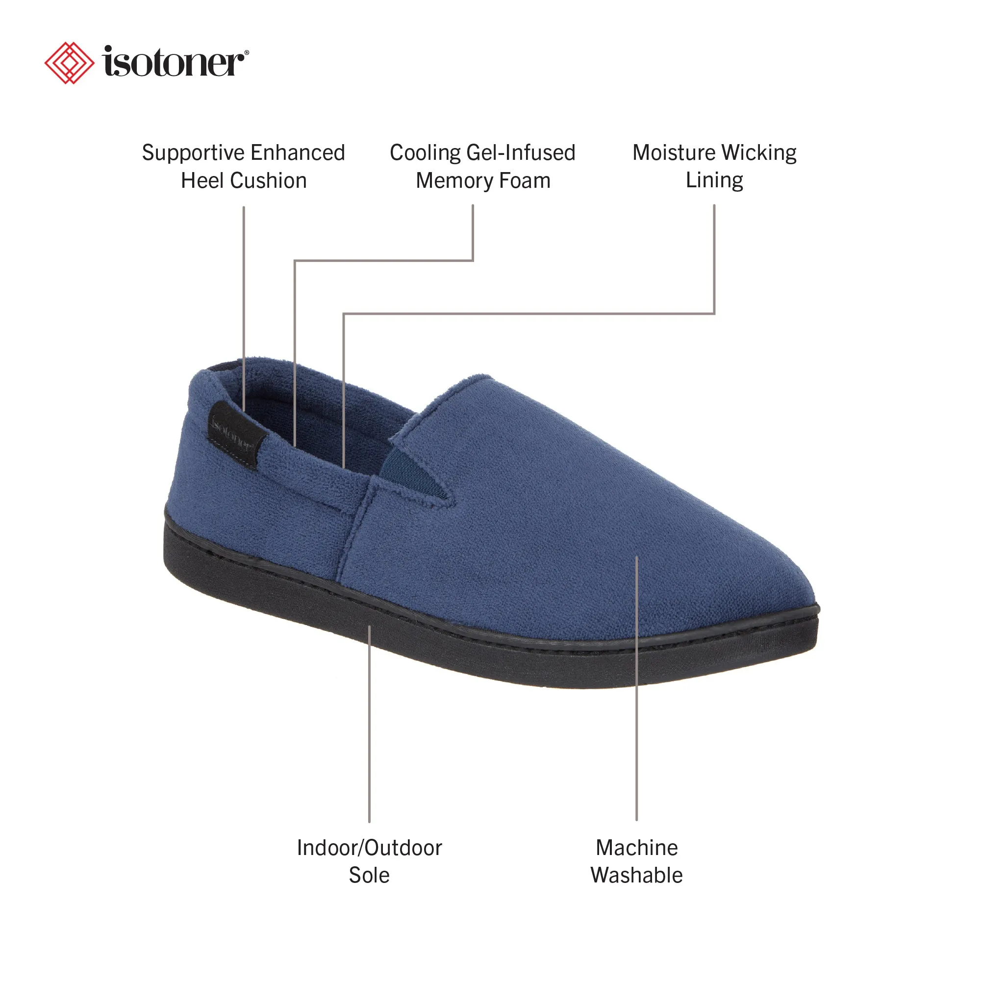 Men's Microterry Jake Closed Back Slipper with Gel Infused Memory Foam
