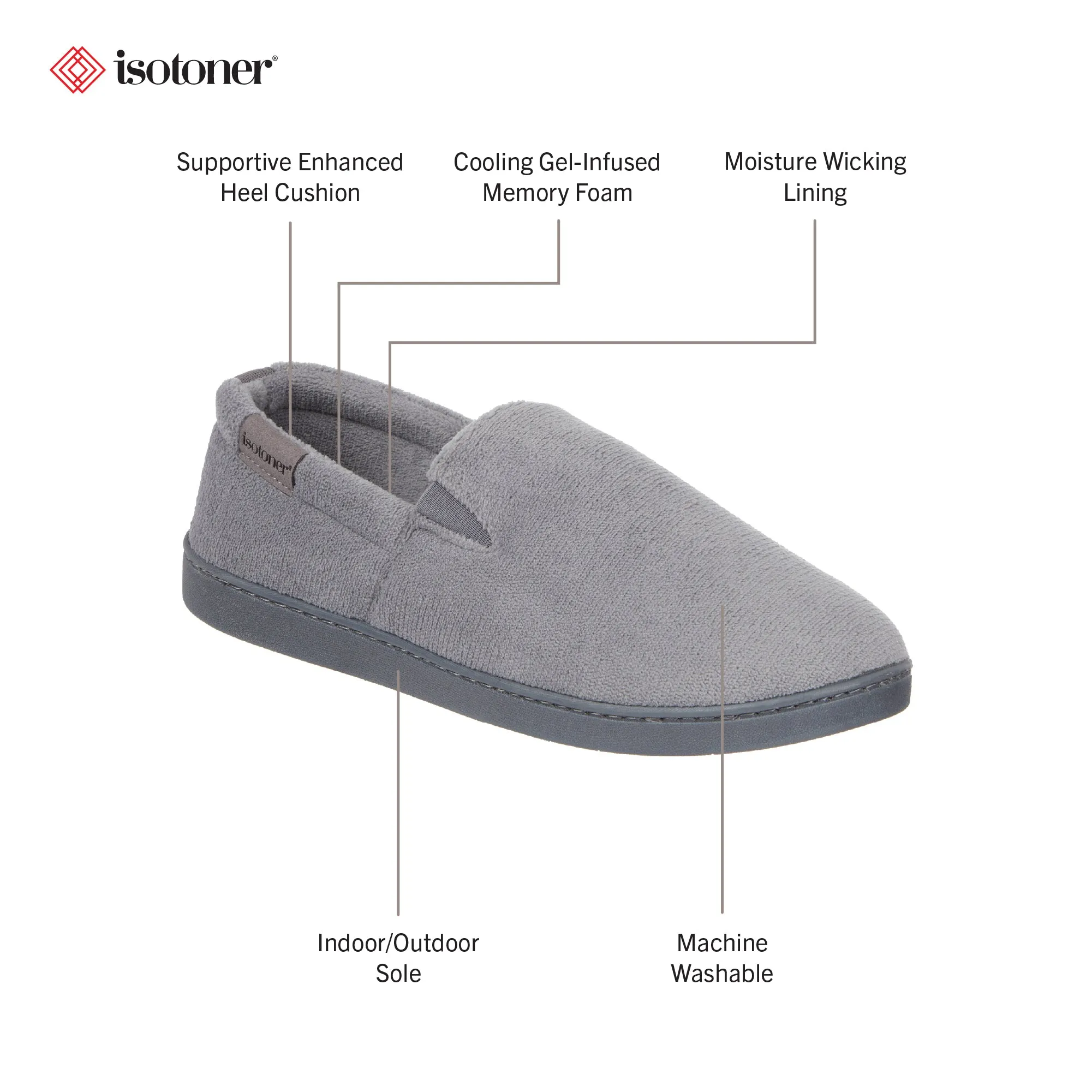 Men's Microterry Jake Closed Back Slipper with Gel Infused Memory Foam