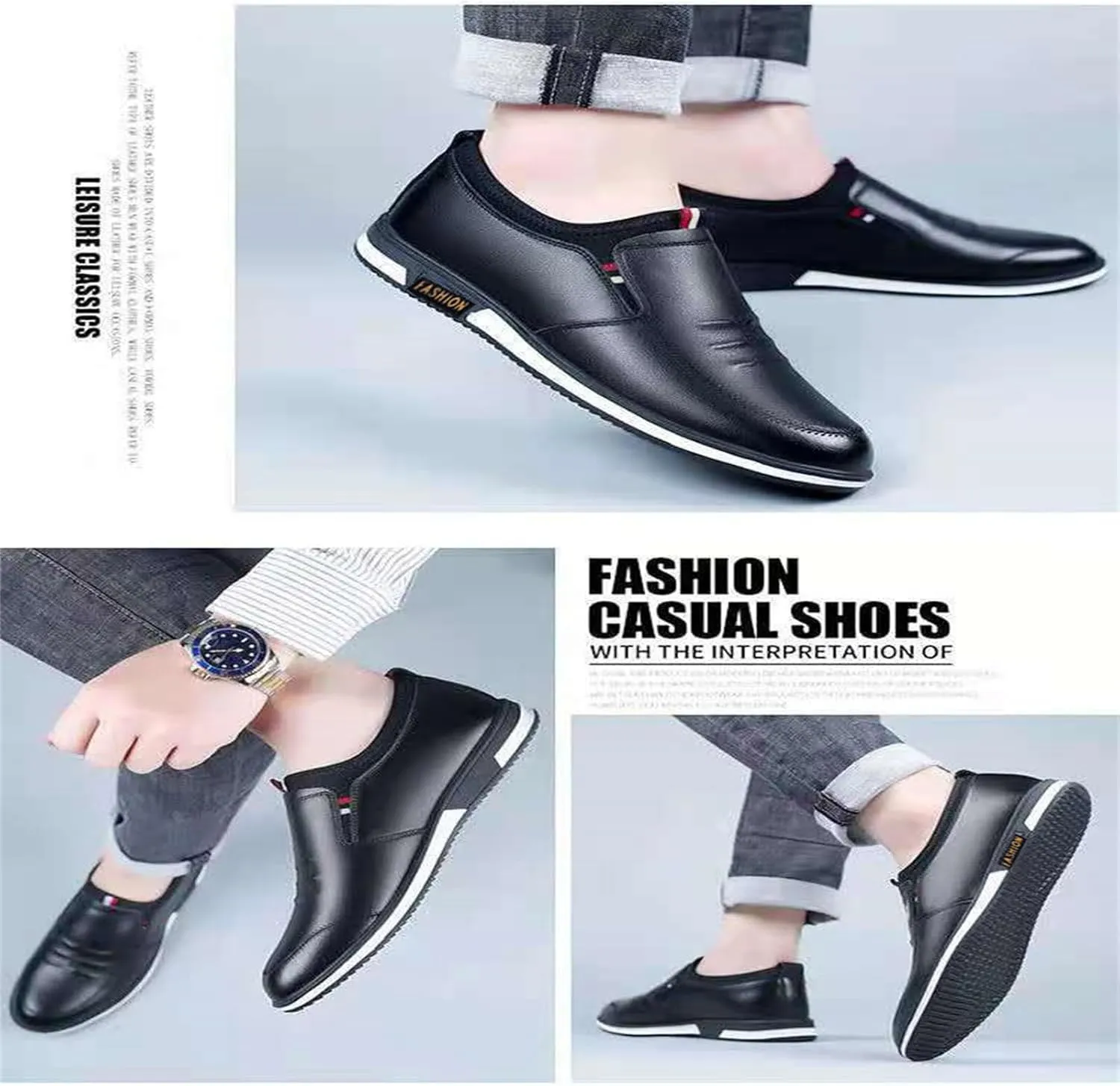 Men's Premium Leather Soft Loafers Slip on Shoes,Casual Fashion Business Office Formal Driving Shoes for Men