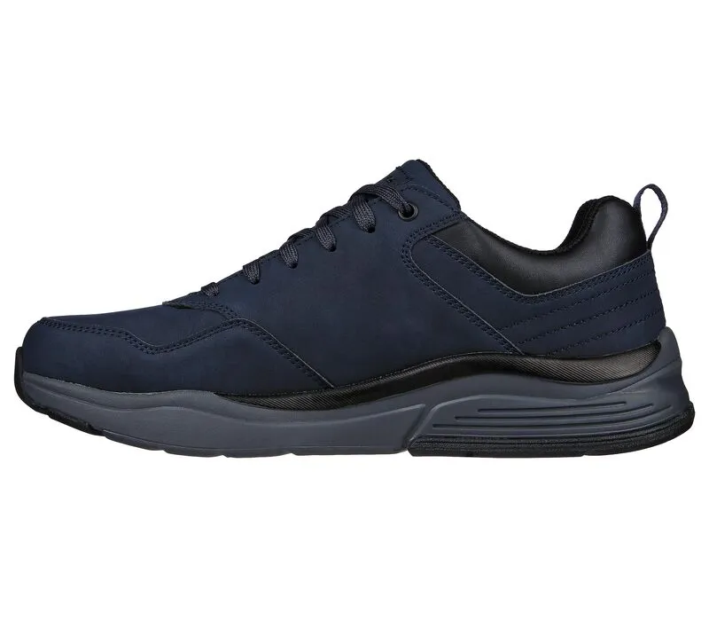 Men's Wide Fit Skechers 210021 Benago Hombre Walking Trainers - Navy