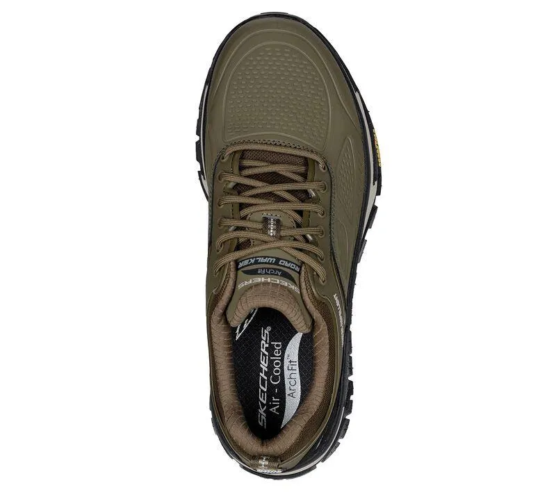 Men's Wide Fit Skechers 237333 Relaxed Fit Road Walker Recon Good Year Trainers - Olive/Black