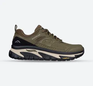 Men's Wide Fit Skechers 237333 Relaxed Fit Road Walker Recon Good Year Trainers - Olive/Black