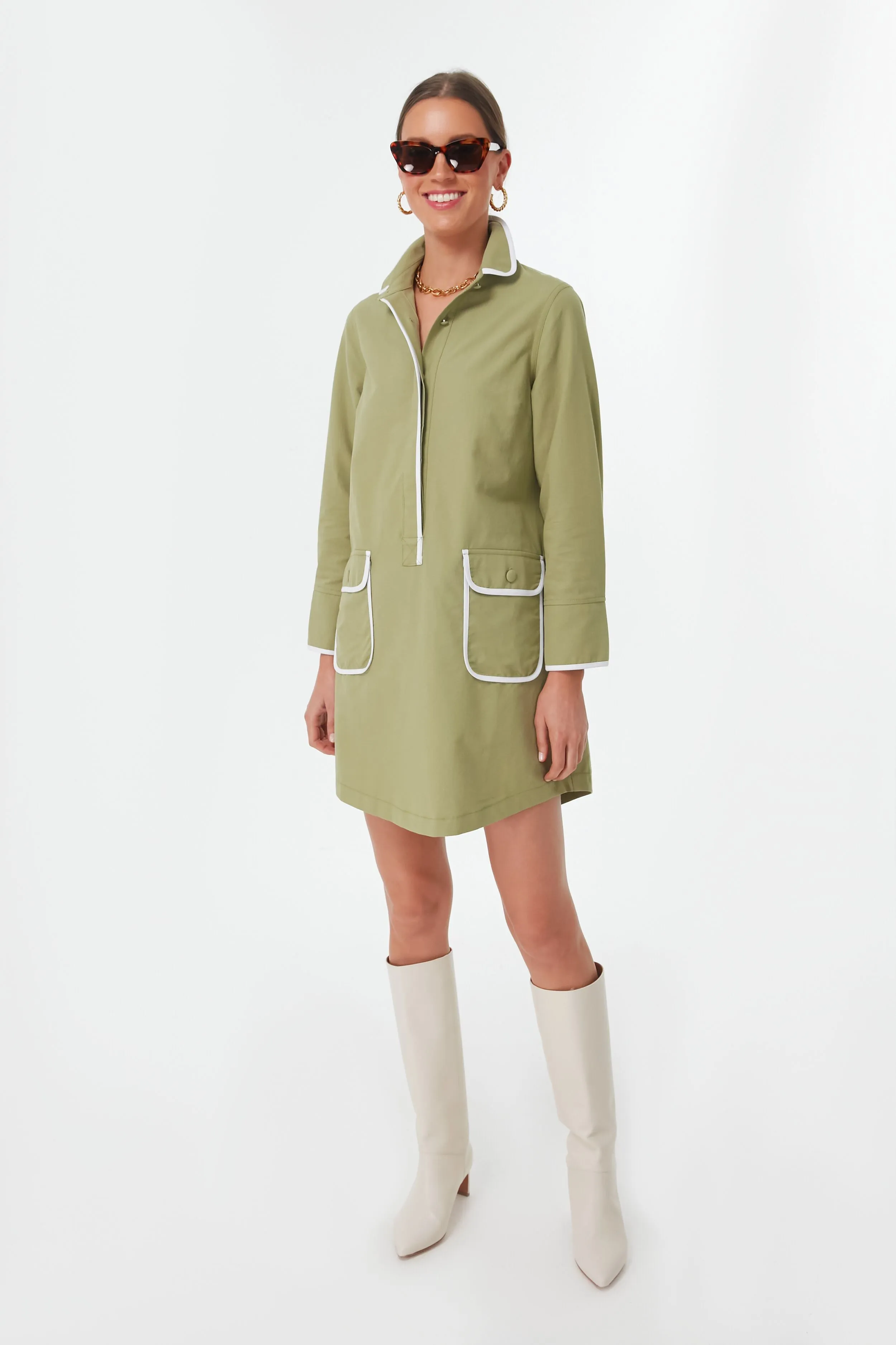 Moss Green Perkins Shirt Dress