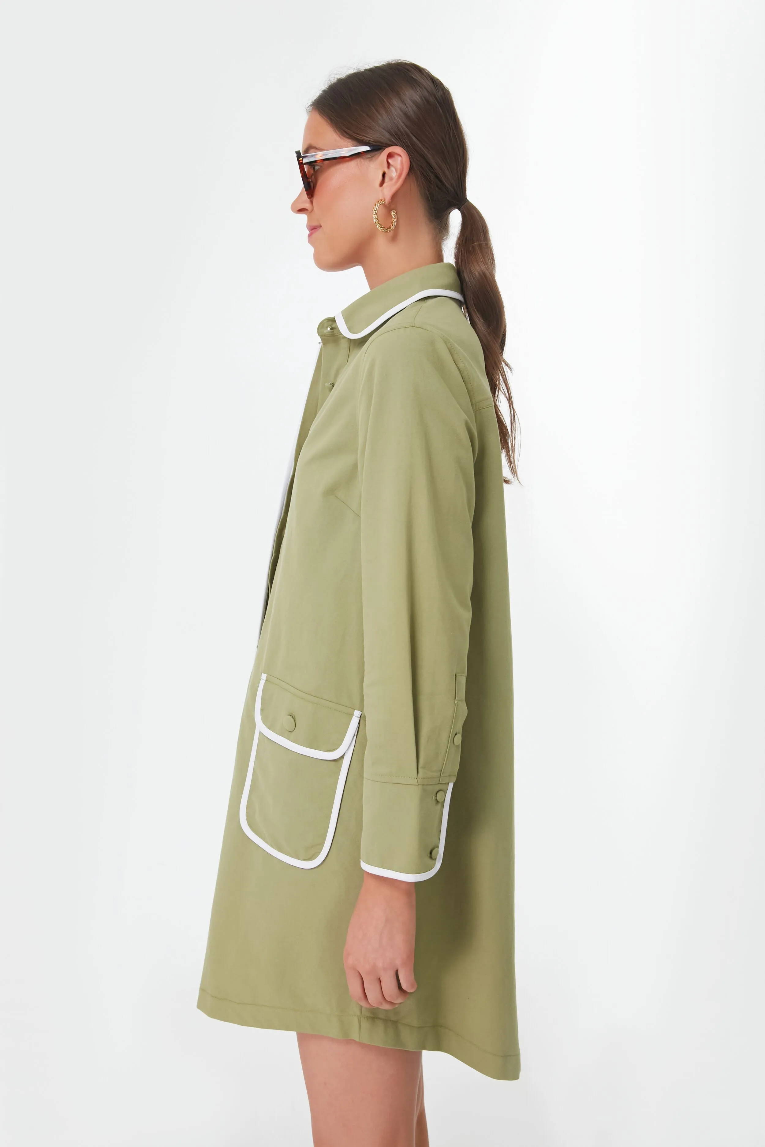 Moss Green Perkins Shirt Dress