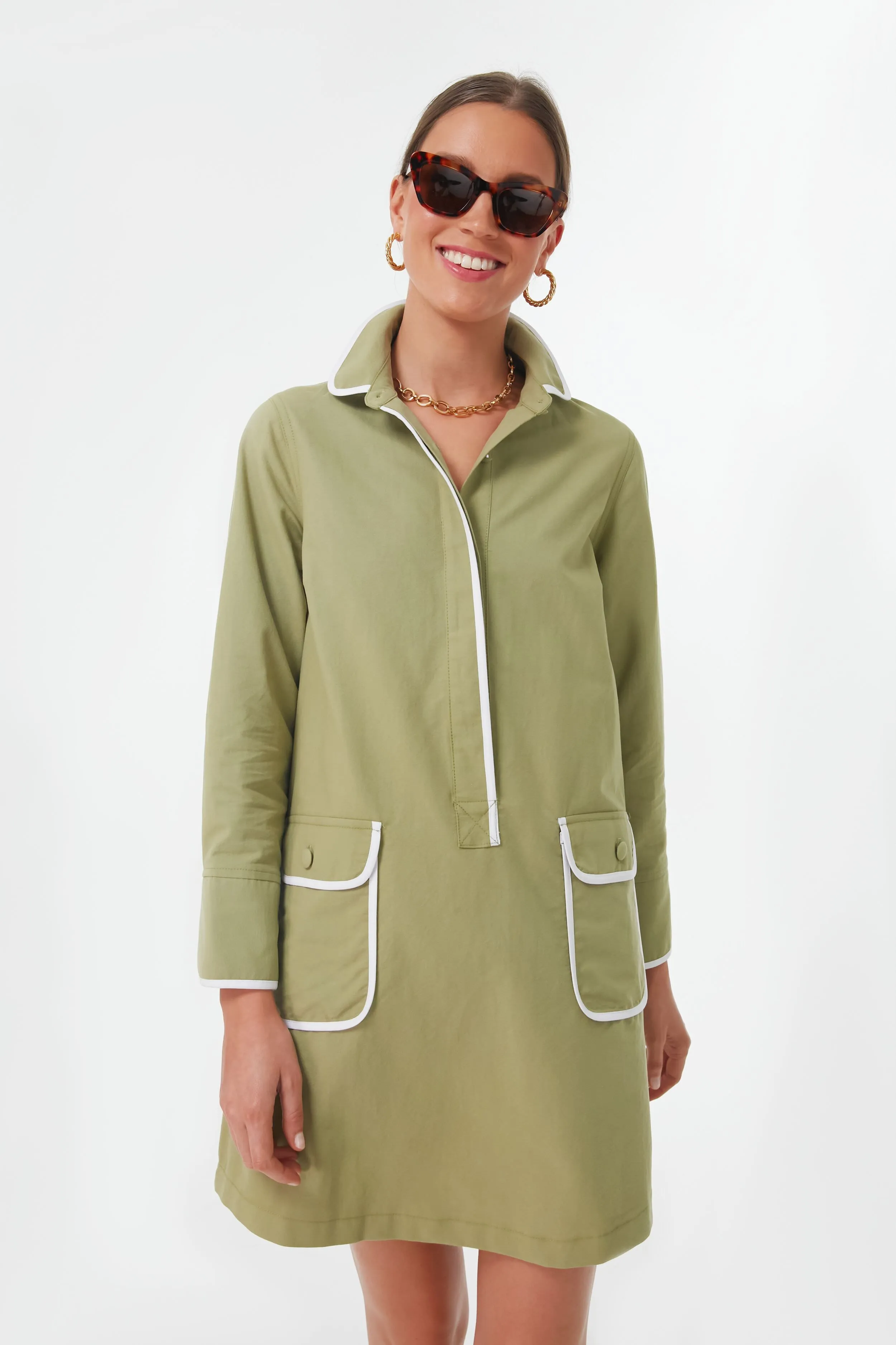 Moss Green Perkins Shirt Dress