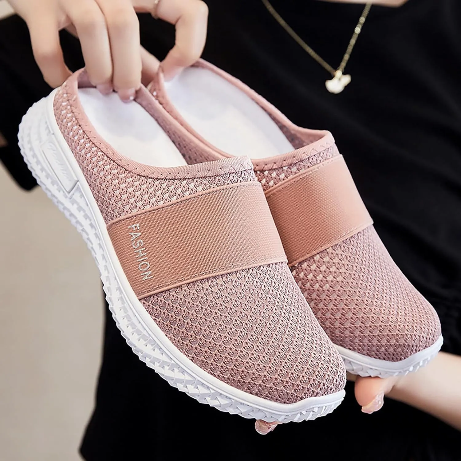 Mules Clogs for Women Diabetic Air-Cushion Slip-On Walking Shoes Lightweight Platform Mesh Mules Sneaker Sandals Orthopedic Slippers Backless Sneakers