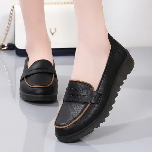 New Flat Shoes Woman Soft Women Casual Shoes Genuine Leather Platform Flats Shoes Slip on Loafers Plus Size Women Shoes