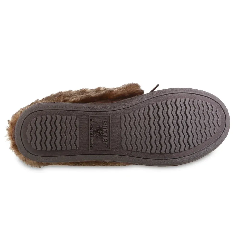 New with tags! Isotoner Women's Microsuede Nelly Moc Bootie Slippers in Brown, Sz M 7.5-8