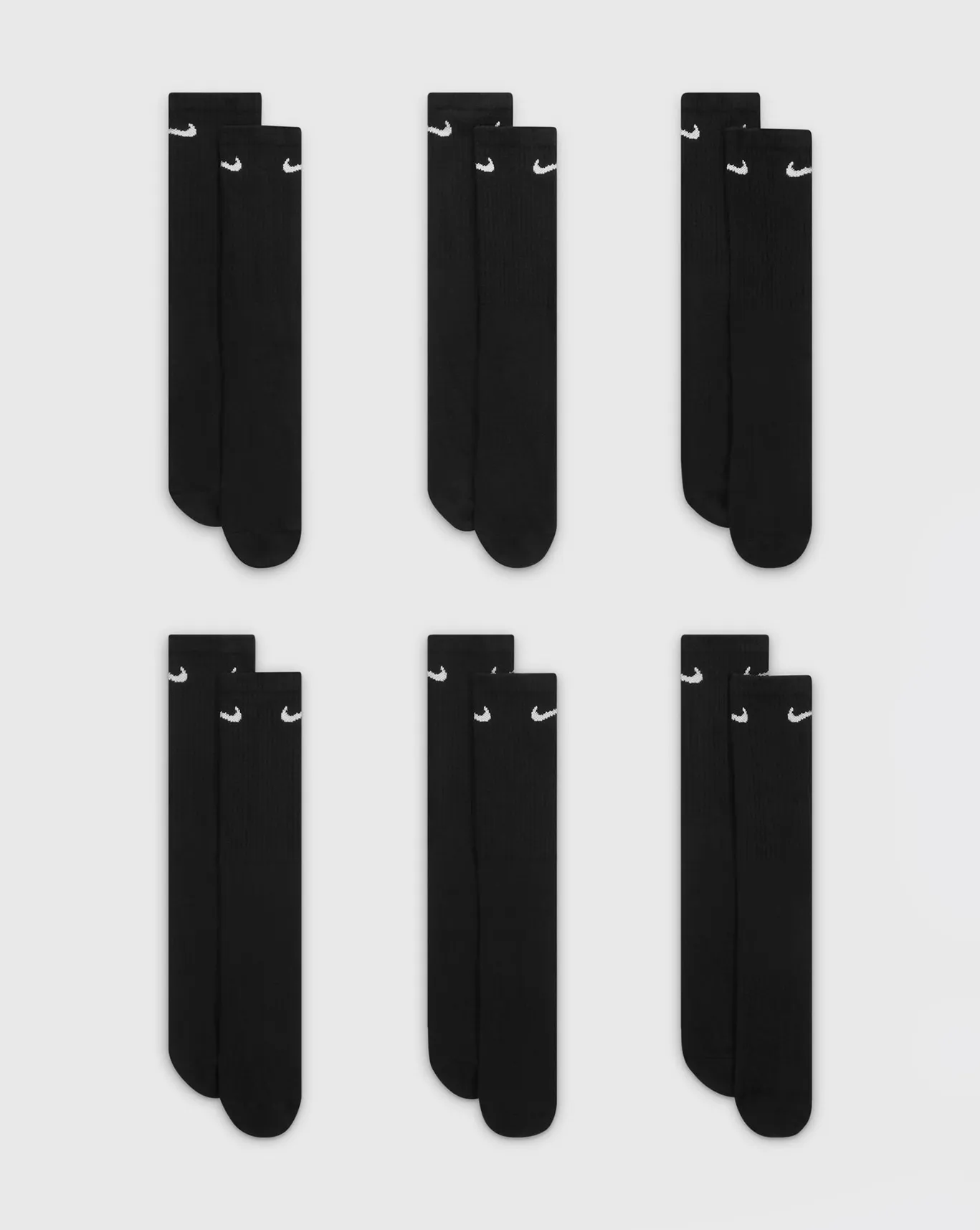 Nike Everyday Cushioned Training 6pk Crew Sock - SX7666-010