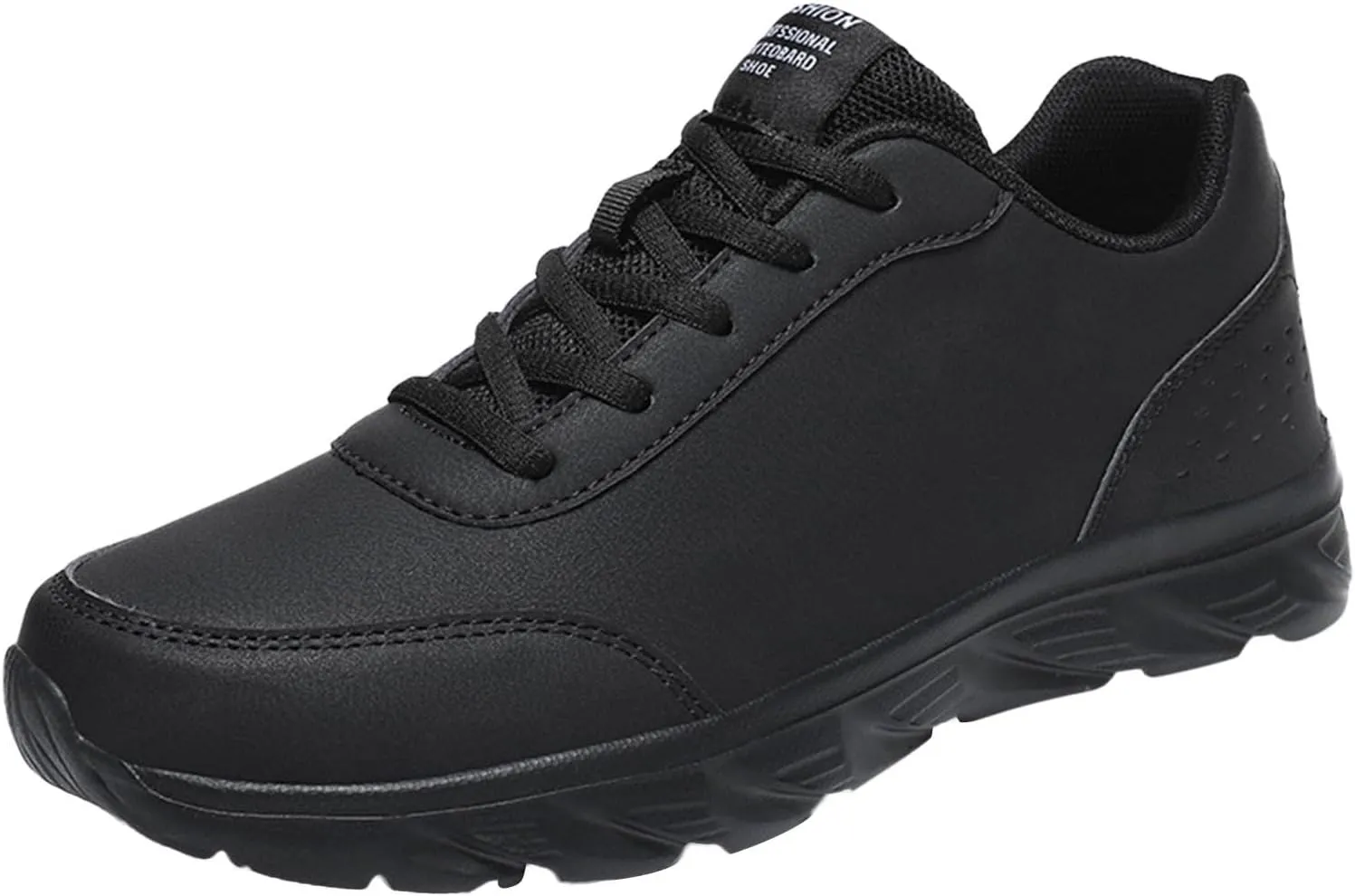 Non Slip Work Shoes for Men Comfortable Breathable Slip On Tennis Sneakers Lace Up Breathable Lightweight Leather Sneakers