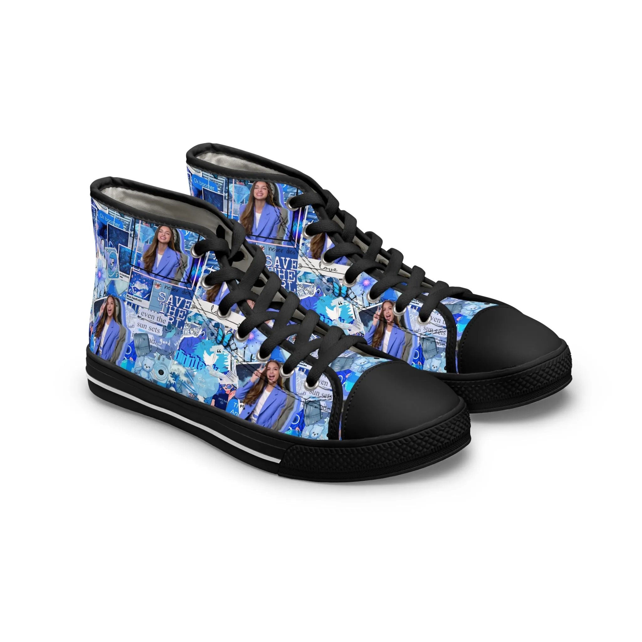 Olivia Rodrigo Blue Aesthetic Collage Women's High Top Sneakers