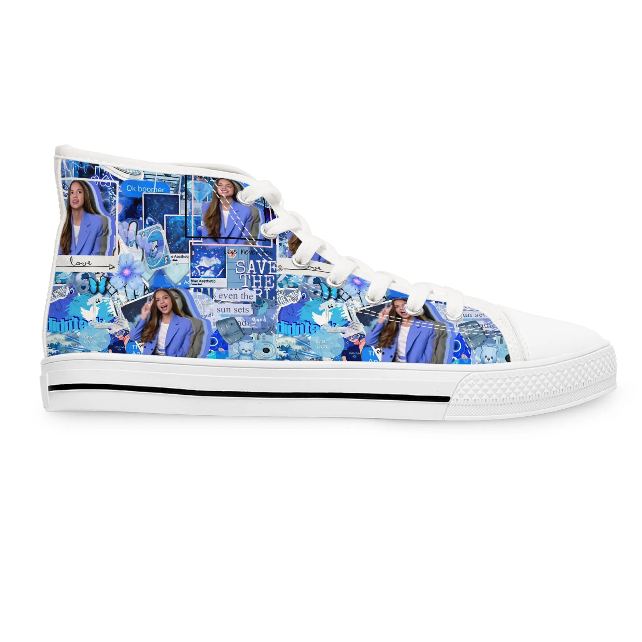 Olivia Rodrigo Blue Aesthetic Collage Women's High Top Sneakers