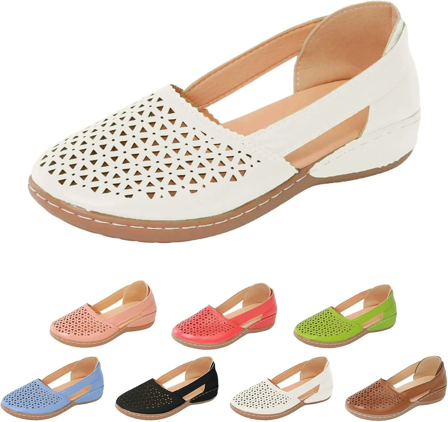 Orthopedic Platform Wedge Sandals for Women Summer Dressy,2025 Summer Slip On Wide Width Hollow Out Breathable Comfortable Shoes Casual Working Walking Outdoor Closed Toe Platform Wedge Sandals