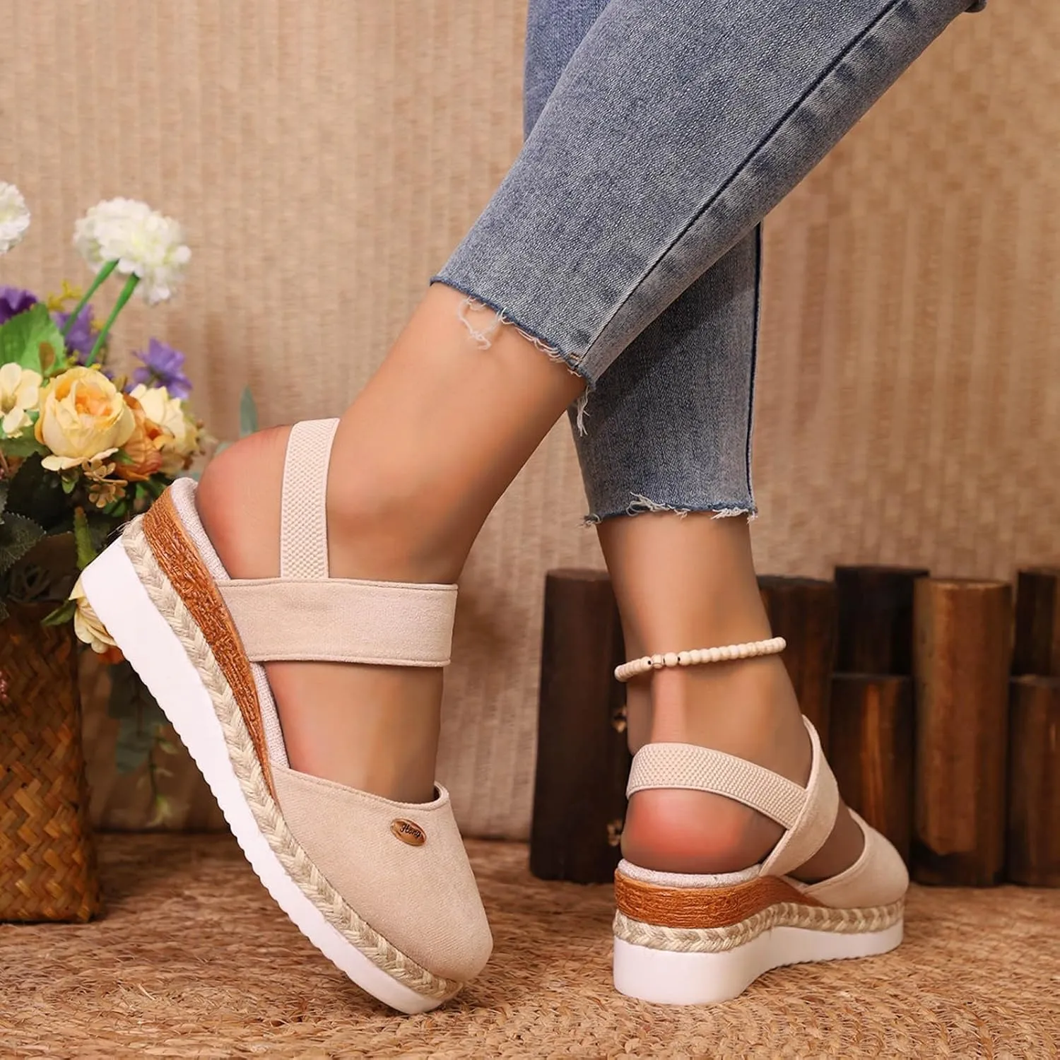 Orthopedic Wedge Sandals for Women Summer Dressy 2025 Closed Toe Wedges Espadrilles Platform Slingback Sandal Comfortable Slip On Casual Shoes