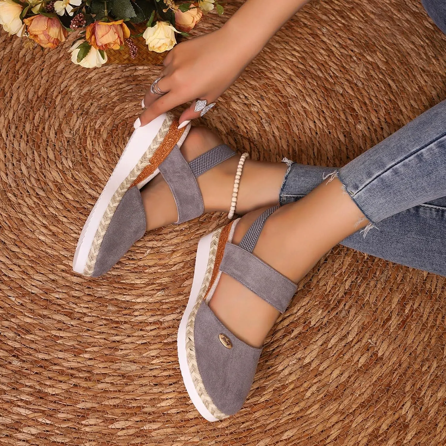 Orthopedic Wedge Sandals for Women Summer Dressy 2025 Closed Toe Wedges Espadrilles Platform Slingback Sandal Comfortable Slip On Casual Shoes