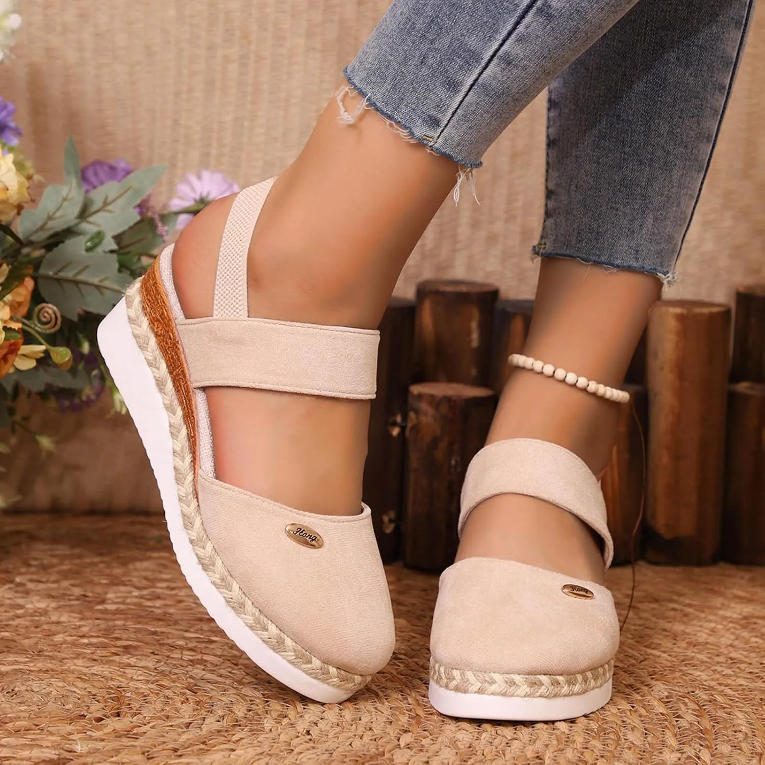 Orthopedic Wedge Sandals for Women Summer Dressy 2025 Closed Toe Wedges Espadrilles Platform Slingback Sandal Comfortable Slip On Casual Shoes