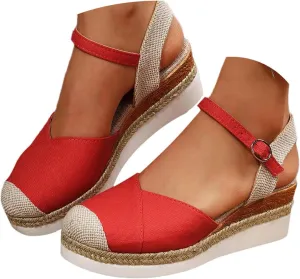 Orthopedic Wedge Sandals for Women Summer Dressy 2025 Closed Toe Wedges Espadrilles Platform Slingback Sandal Comfortable Slip On Casual Shoes